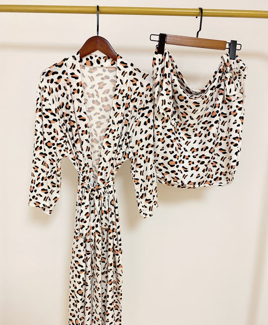 Leopard Robe & Swaddle Set