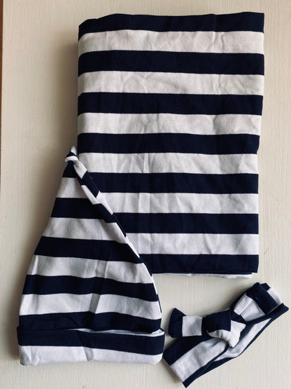 Blue Striped Robe and Swaddle Set
