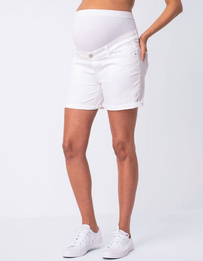 White Denim Maternity Shorts
