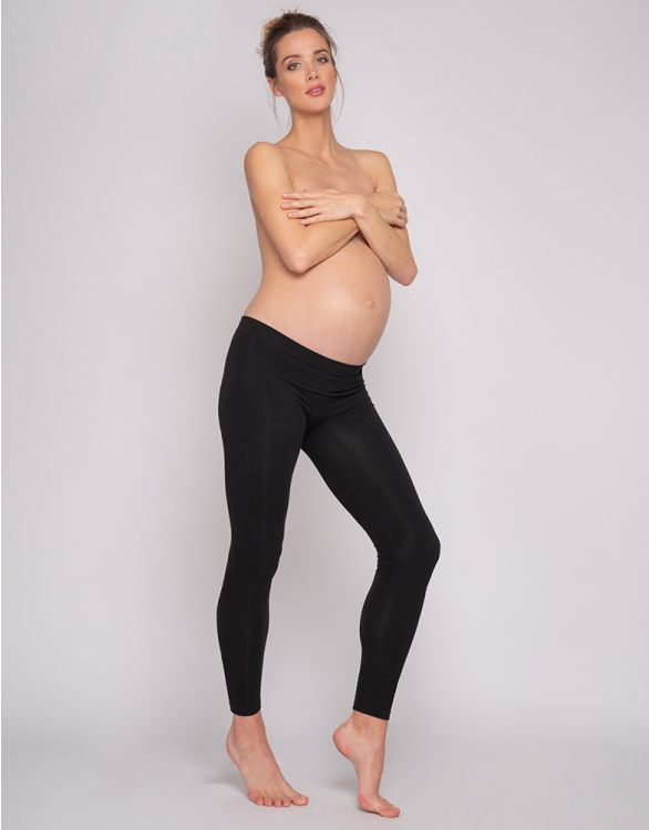 Black Bamboo Under-Bump Maternity Leggings